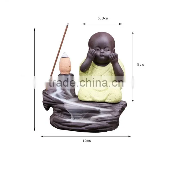 Colorful Ceramic Monk Burner Creative Decor Backflow Incense Crafts photo-5