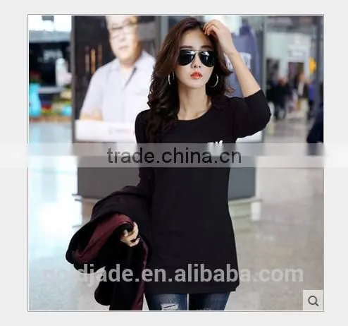 Customized Manufactorying 100% Cotton Long Pattern Long-sleeve T Shirt for Ladies photo-3