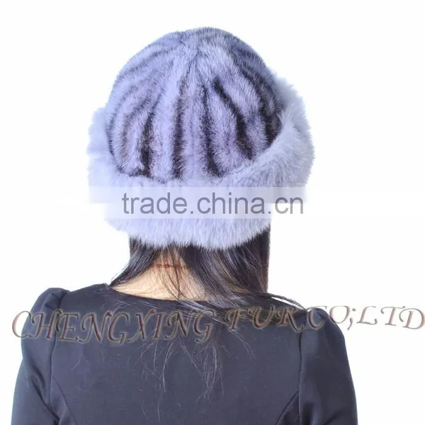 CX-C-156C Fashionable Cheap Custom Fashion Real Mink Fur Beanie Cap Fur Hats Women photo-2