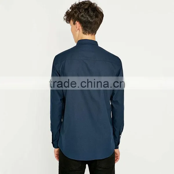 Wholesale Plain Long Sleeve Linen Cotton Shirt Blue Formal Custom Shirts for Men photo-3