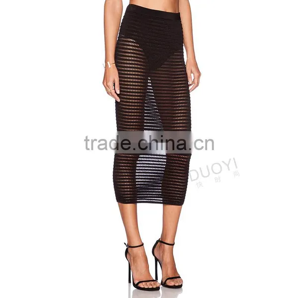 MGOO New Brand Design Women Sexy Transparent Skirts Black Mesh Midi Long Special Skirts 15146A926 photo-6