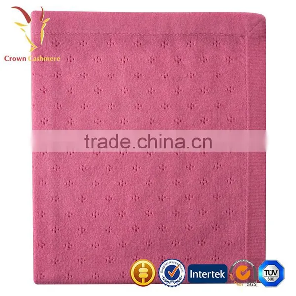 High Quality Soft Knitted Plain 100% Cashmere Wool Infant Baby Blanket photo-3
