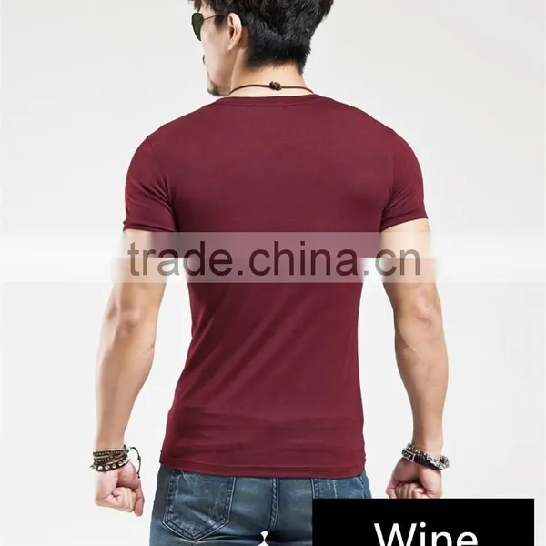 Men's Tops Tees 2016 Summer New Cotton v Neck Short Sleeve t Shirt Men Fashion Trends Fitness Tshirt photo-2