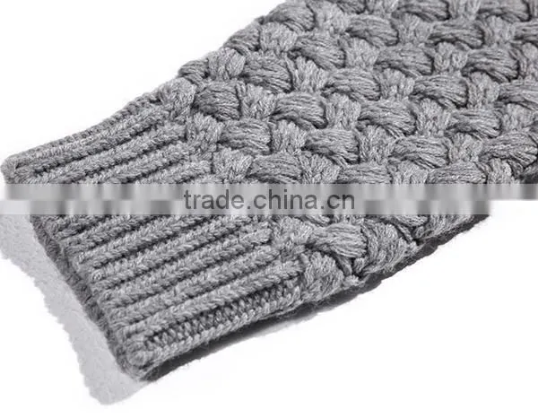 Simple Round Neck Gray Custom Knitting Mens Wool Sweater With Low Prices photo-6
