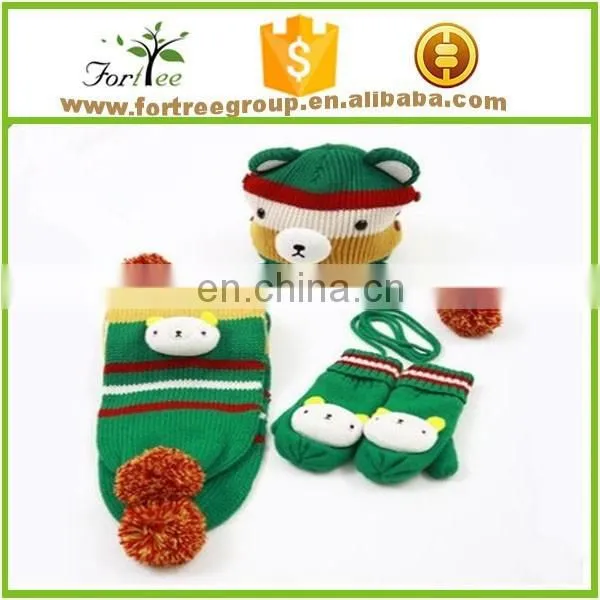 Knitting Scarf and Hat Set for Baby Lovely Bear Scarves Baby Hat photo-3