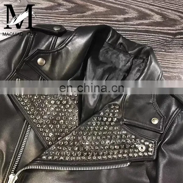 High Quality Custom Design Fashion Motocycle Jackets Black Short Women Biker Leather Jacket photo-6