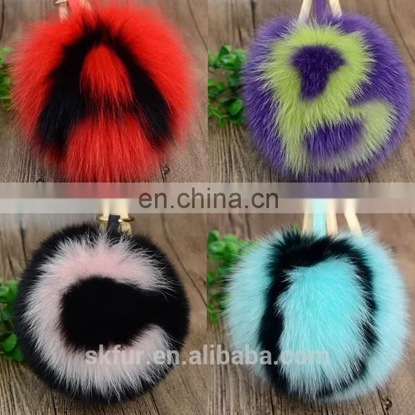 Multicolor Fox Fur Ball Keychain With Letters photo-5