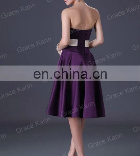 2015 Grace Karin Women's Special Satin Short Bridesmaid Dresses With Five Colors CL3026 photo-3