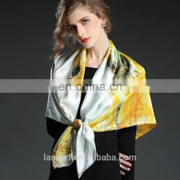 100%Silk Satin Women's Elegant Silk Scarf 110*110 photo-2