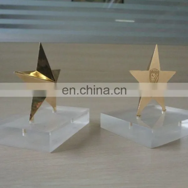 Luxury Gold 3D Star Shape Trophy With Acrylic Base For Football Club Members photo-2