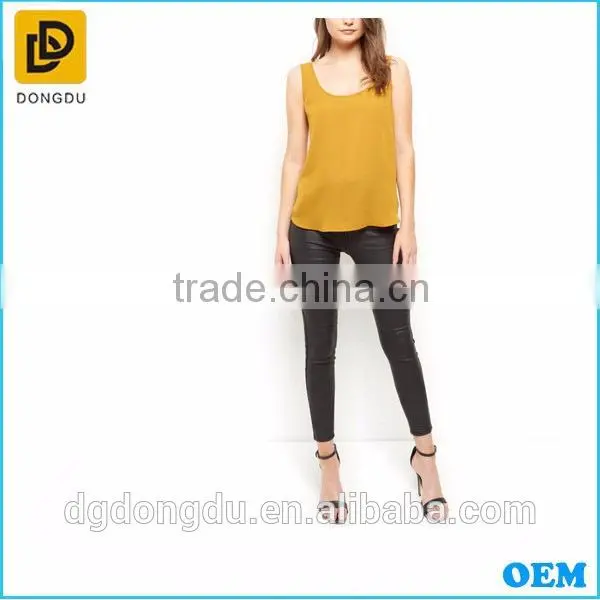 New Fashion Mustard Scoop Neck Vest Tops for Ladies photo-2