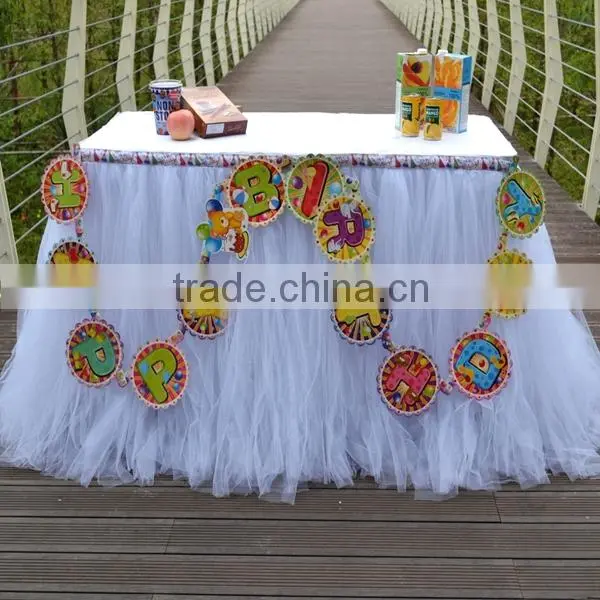 Eye Catching Handmade Tutu Tulle Table Skirt Cover for Baby Shower Unforgettable Party Centerpiece SD103 photo-4