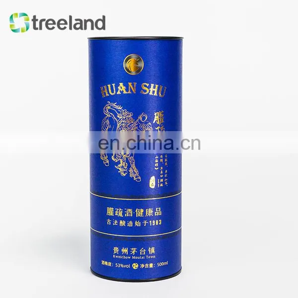 Fancy Stamping Cylinder Wine Bottle Paper Tube Boxes Metal Lid Carton Tube for Wine photo-3