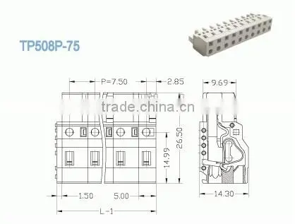 Termin Block Pitch 7.5mm 300V 15A Female Pluggable Terminal Block Connector 2P-16P photo-2