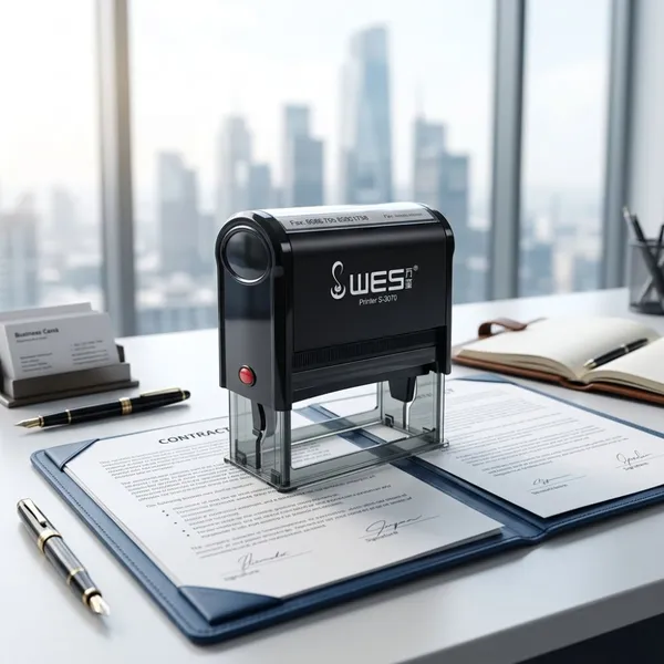 Professional WES Self Inking Stamp 30x70mm Custom Logo for Corporate Financial Seals Authentication photo-1