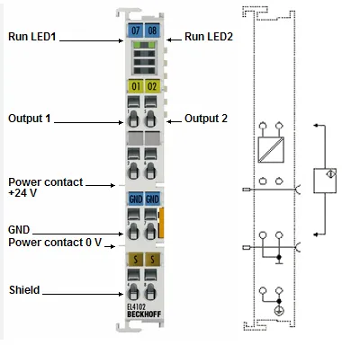 Beckhoff EL4102 EtherCAT Analog Output Terminal 2-Channel Voltage Output Module ±10V 16-Bit Industrial Automation I/O photo-2