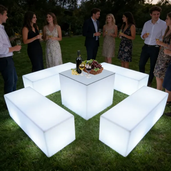 LED Light up Outdoor Bar Furniture Table Chair Sofa Set IP65 Waterproof Rechargeable Remote Control Party Event Use photo-4