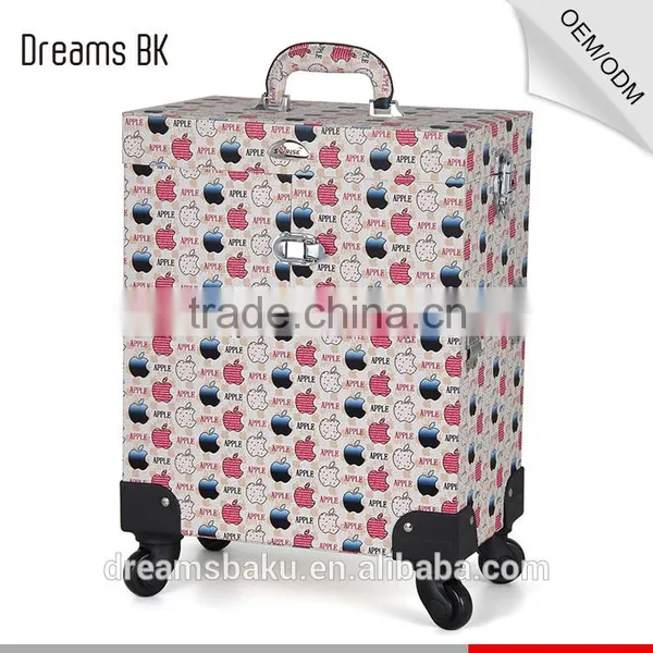 Professional Salon Beauty Box Pvc Cosmetic Makeup Kits Case With Rolling Wheels photo-2