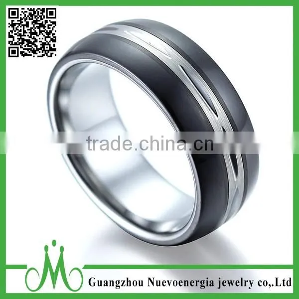 High Quality Engagement Black Inlay Wedding Ring Hot Selling Mens Tungsten Ring Design photo-6