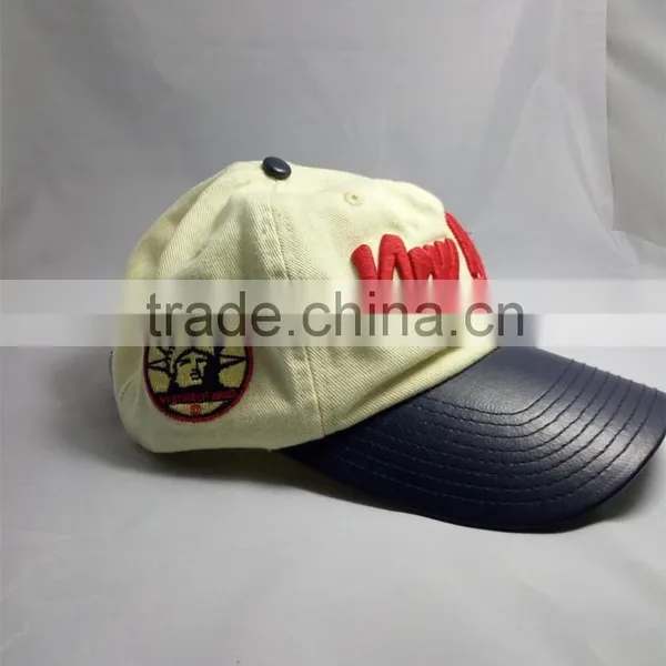 Custom 6 Panel New York Embroidery Unique Baseball Cap pu Brim Baseball Hat photo-3