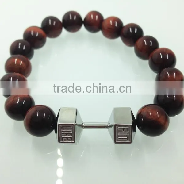 316 Stainless Steel Fitness Charm Bracelet Fitness Jewelry Dumbbell Bracelet photo-3