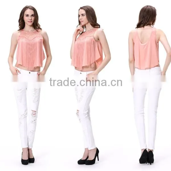 Europe Style Lady Sleeveless Spandex Crop Top photo-4