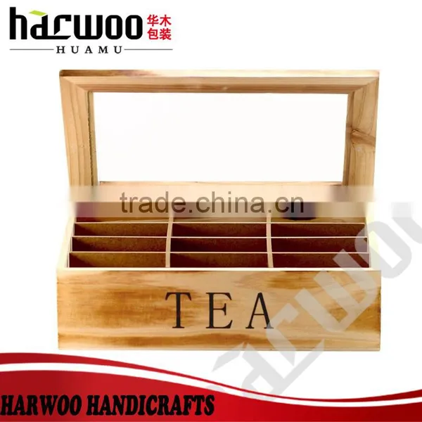 Harney & Sons New Design Custom Wooden Tea Box With Compartments,with Acylic Window photo-5