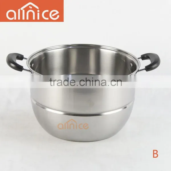 Allnice-New Design #430 Stainless Steel 2-layer 15-qt Durable Multipots & Steamers With Steel Lid and Bakelite Handles&knob photo-3