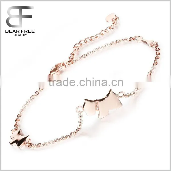 Fashion Jewelry Cute Little Dog and Bone Women Anklets Stainless Steel Foot Bracelet Jewelry Tornozeleira