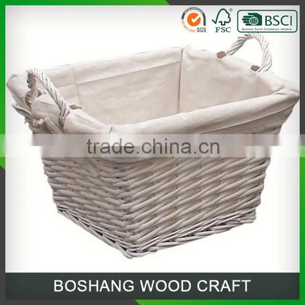Classic White Fabric Wicker Muffins Food Basket photo-3