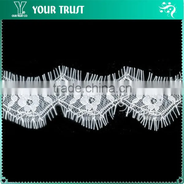 Width 13.3 Centimeter White Chantilly Eyelash Woven Swiss Trim French Lace photo-2