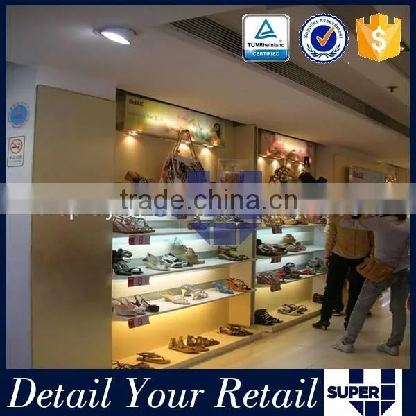 Shoes Store Wall Display Cabinet With Led Wooden 5 Tier Shelf photo-5