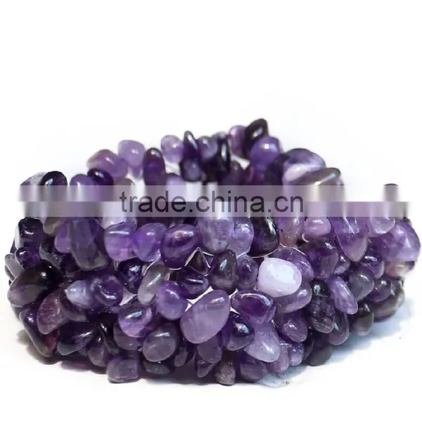 Gravel Bead Amethyst Red Coral Turquoise Bracelet photo-2