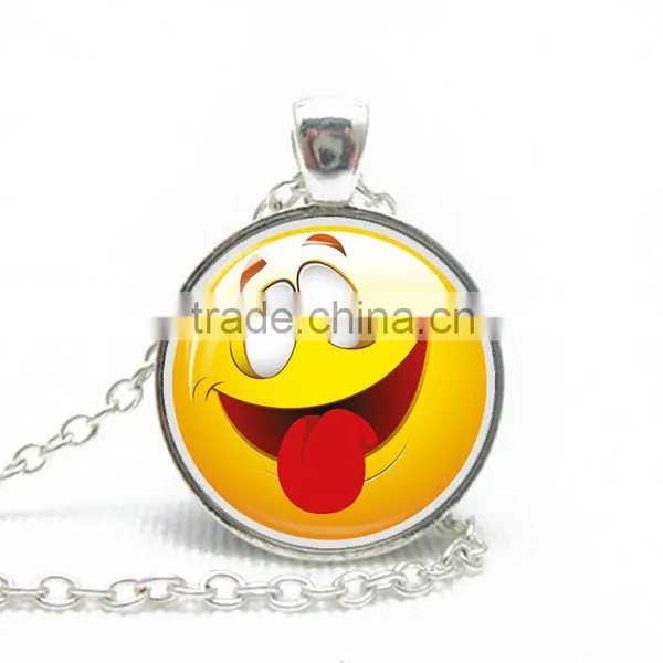 Womens Novelty Emoji Glass Time Gem Pendant Necklace for Friends Gift Idea photo-4