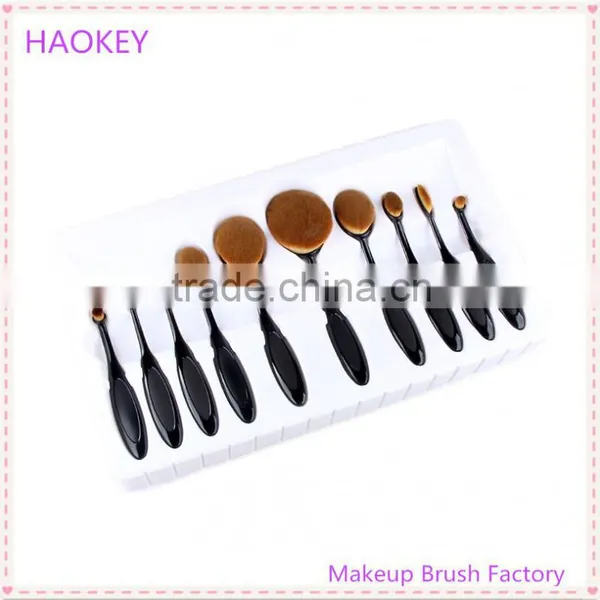 10PC/Set Pro Toothbrush Shaped Eyebrow Foundation Power Face Eyeliner Lip Oval Cream Puff Brushes Makeup Beauty Tools Set photo-2
