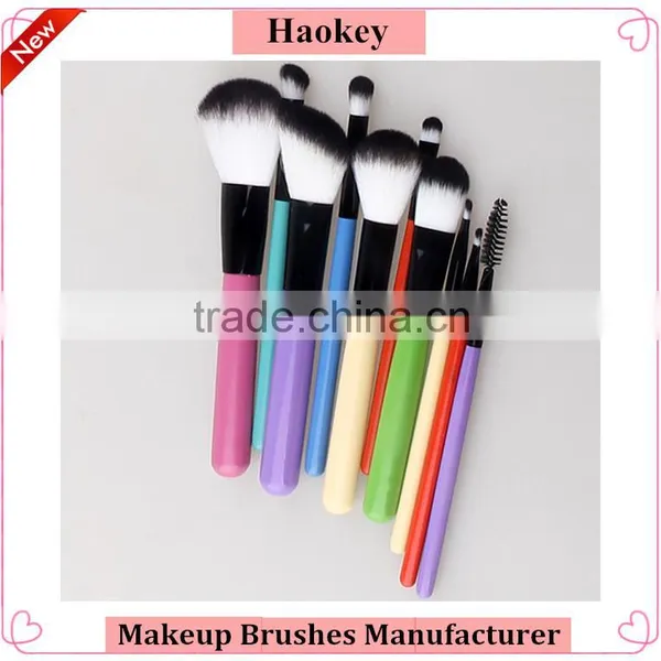 2016 New and Popular Colorful Handle 10pcs Nylon Hair Travel Kit Makeup Brush Set photo-2