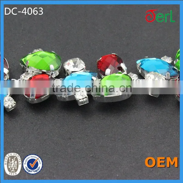 Factory Direct Sale 888crystal Resin Silver Plating Rhinestone Chain photo-2