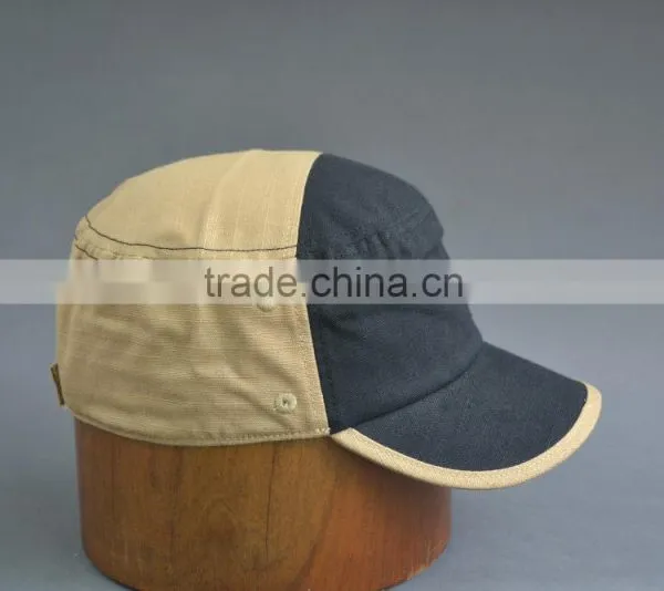 100% Cotton Canvas Army Cap With Embossed pu Leather photo-4