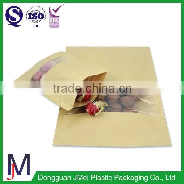 Food Grade Brown Kraft Stand up Paper Bag With Window/Kraft Paper Bag photo-3