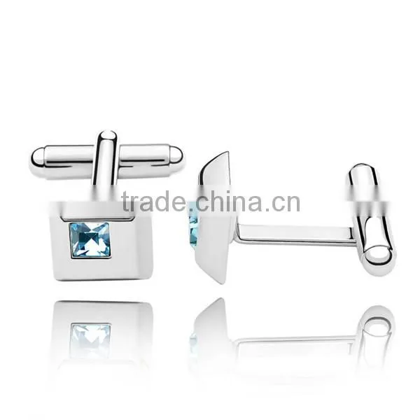 Fashionable Metal Copper Silver Square Cufflinks Diamond Cuff Link Shirts for Men photo-2