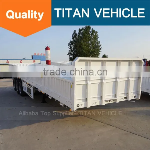 TITAN 3 Axles 4 Axles 40 Ton 60 Ton Flatbed Trailer With Drop Side Walls photo-5