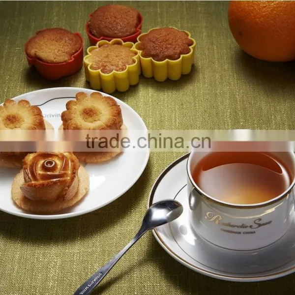 2016 Express China Rose Flower Birthday Cake Bread Tart Flan Silicone Baking Cake Mould Tin Bakeware Silicone Cake Mold