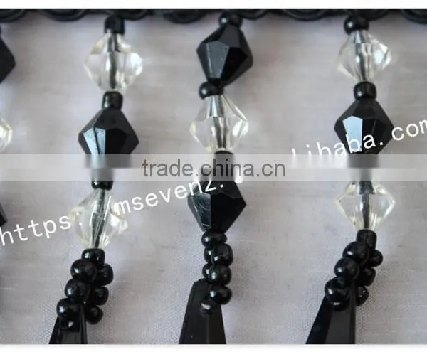 High Quality 8cm Width Black Handmade Wholesale Rhinestone Trim Fringes photo-4