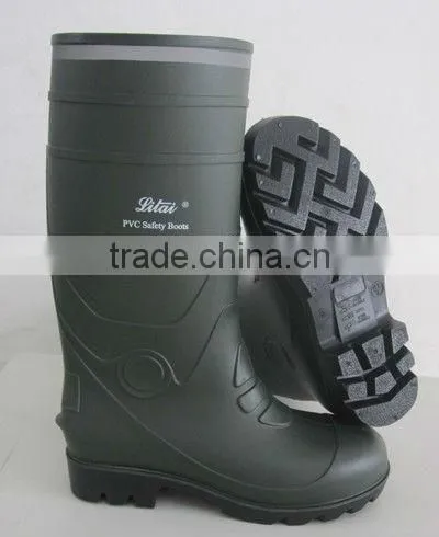 2016 Pvc Safety Boots With Reflective Article Black Boot With Steel Toe Cap and Midsole photo-3