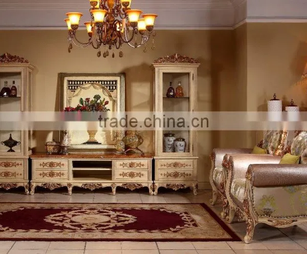 Palace Classic Hand Carved Wooden Upholstery Living Room Sofa Set Furniture(MOQ=1 SET) photo-2