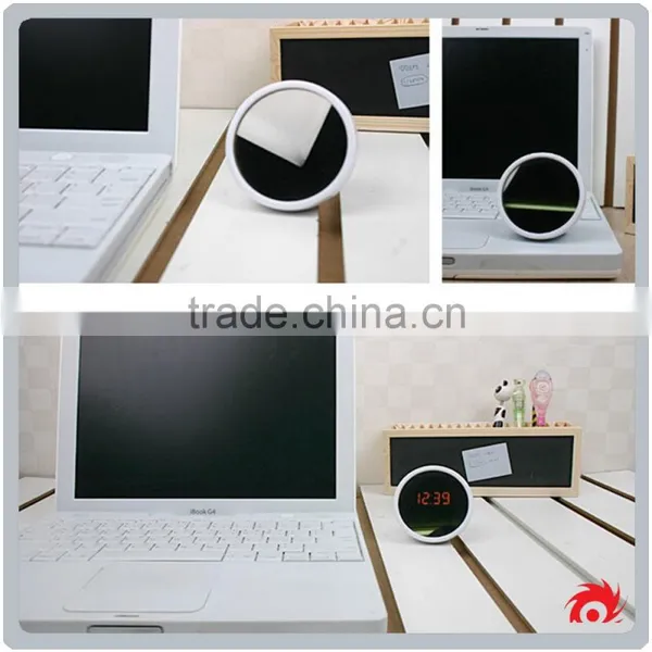 Creative Digital Electrical Gift Beautiful Ladys Small LED Desk Table Make Up Mirror Alarm Clock photo-2