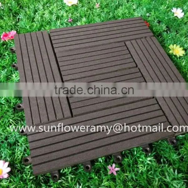 Natural Outdoor PE Decking Tiles Non-slip Wood Composite Decking Tiles photo-3