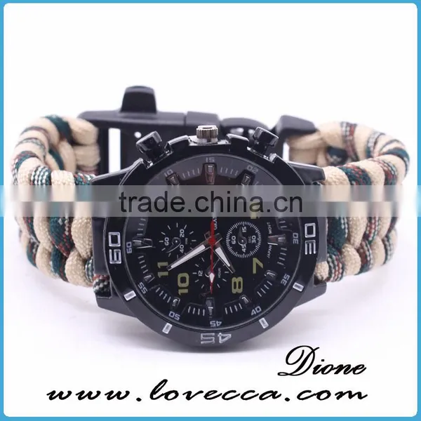 Outdoor Survival Waterproof Hot Selling Fashion Compass Watch Paracord Bracelet With Fishing Bag photo-3