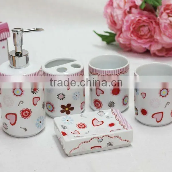 Flower Ceramic Bathroom Accessories Set photo-2