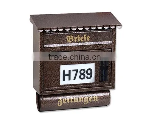 FQ-130 Metal Iron Mailbox Cast Iron Mailbox Through the Wall Newspaper Tube Paint Coating Mailbox With House Numbers photo-2